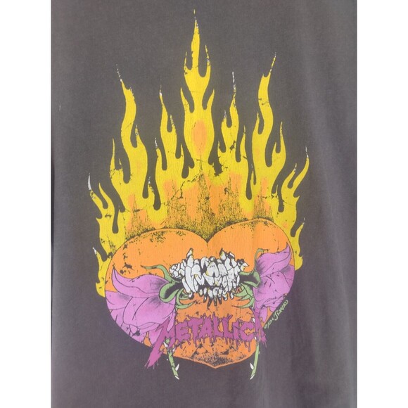 Metallica Pushead DOUBLE SIDED Flaming Skull Heart Rose Fire T-Shirt Mens M - Picture 4 of 8